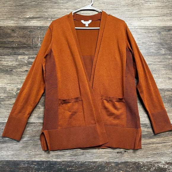 Time and Tru Cozy Orange Rust Cardigan Sweater - Picture 1 of 5
